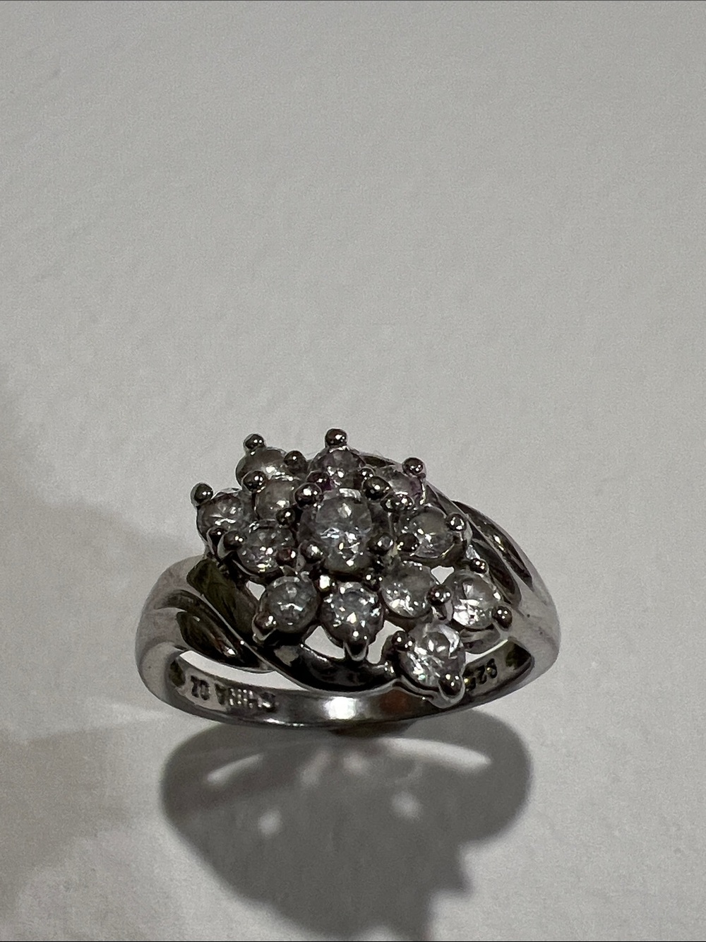 Sterling Silver White CZ Cluster Ring - Women Jewelry